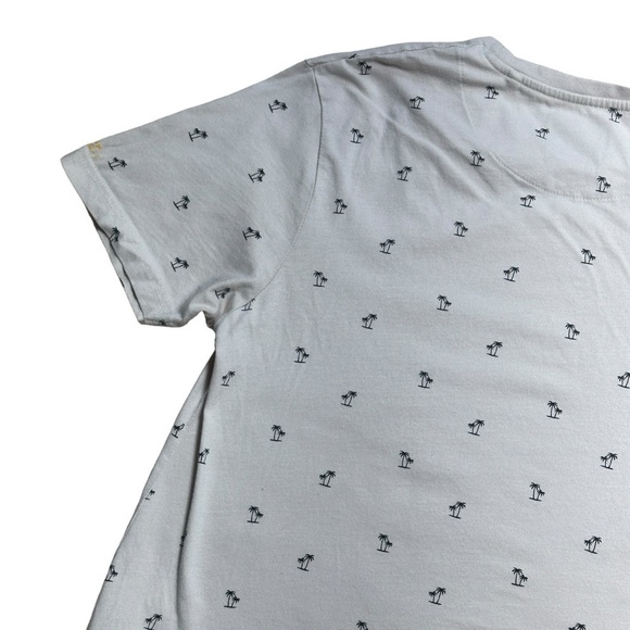 Denim & Flower Beige Palm Tree Print 100% Cotton Short Sleeve Tee Men’s US S - Picture 7 of 8